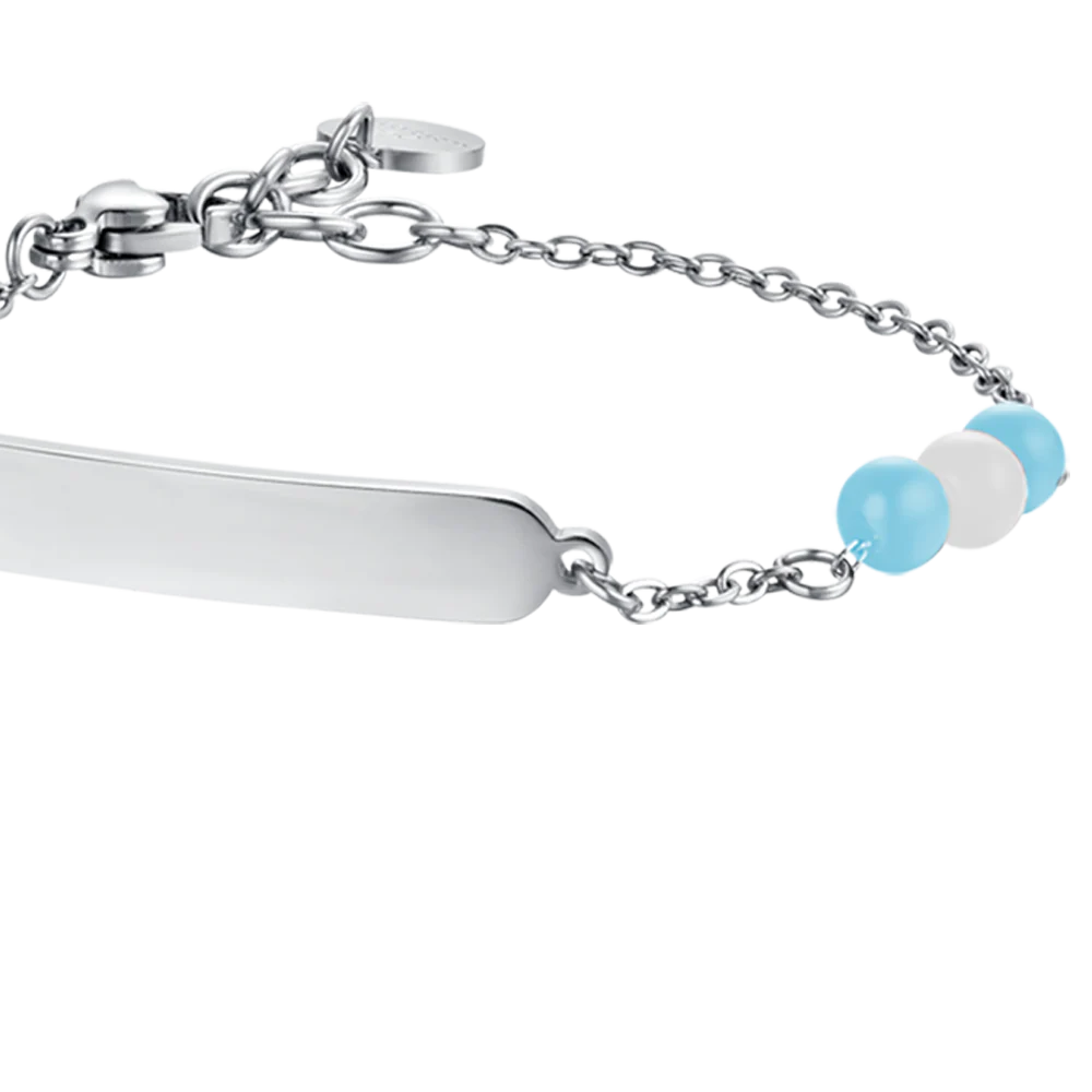 BRACCIALE BAMBINO IN ACCIAIO CON PIETRE AZZURRE E BIANCHE - Image 4