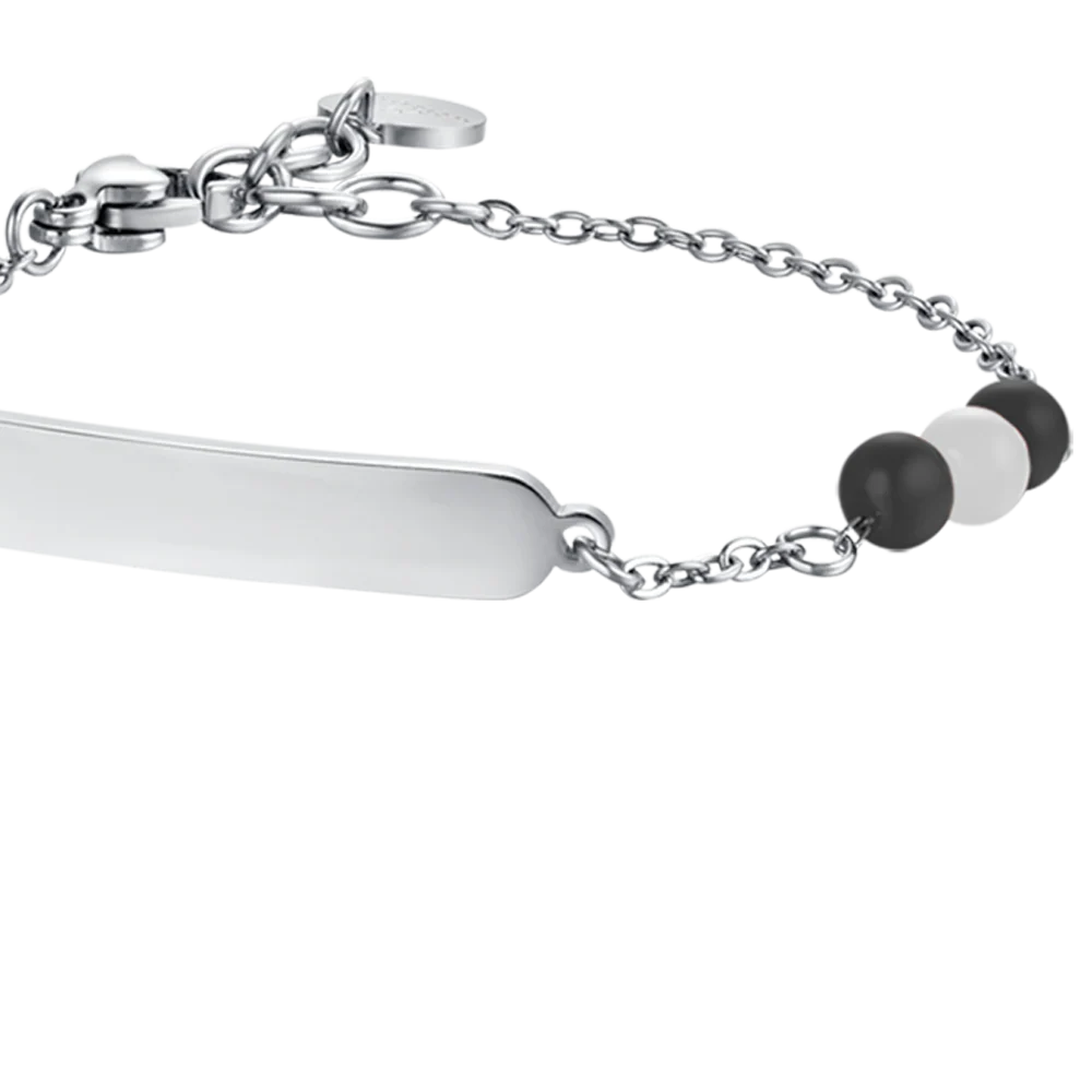 BRACCIALE BAMBINO IN ACCIAIO CON PIETRE BIANCHE E NERE - Image 4