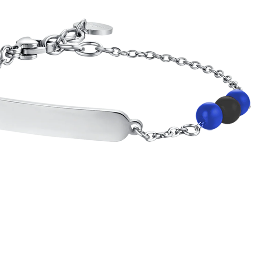 BRACCIALE BAMBINO IN ACCIAIO CON PIETRE BLU E NERE - Image 4
