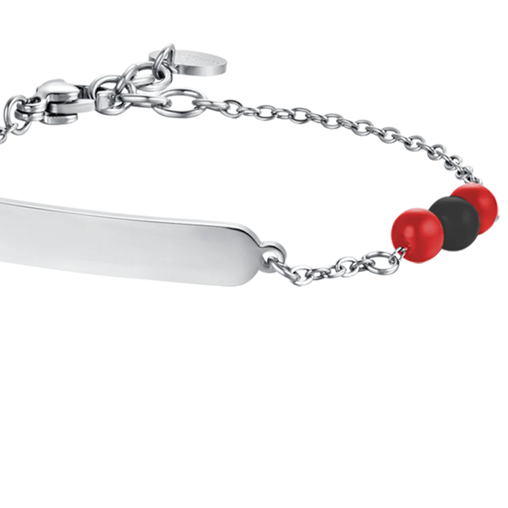BRACCIALE BAMBINO IN ACCIAIO CON PIETRE ROSSE E NERE - Image 4