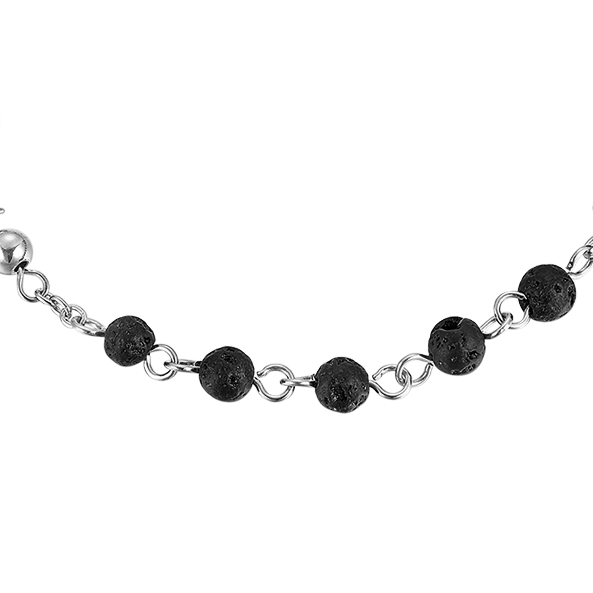 BRACCIALE UOMO ROSARIO IN ACCIAIO CON PIETRA LAVICA - Image 4