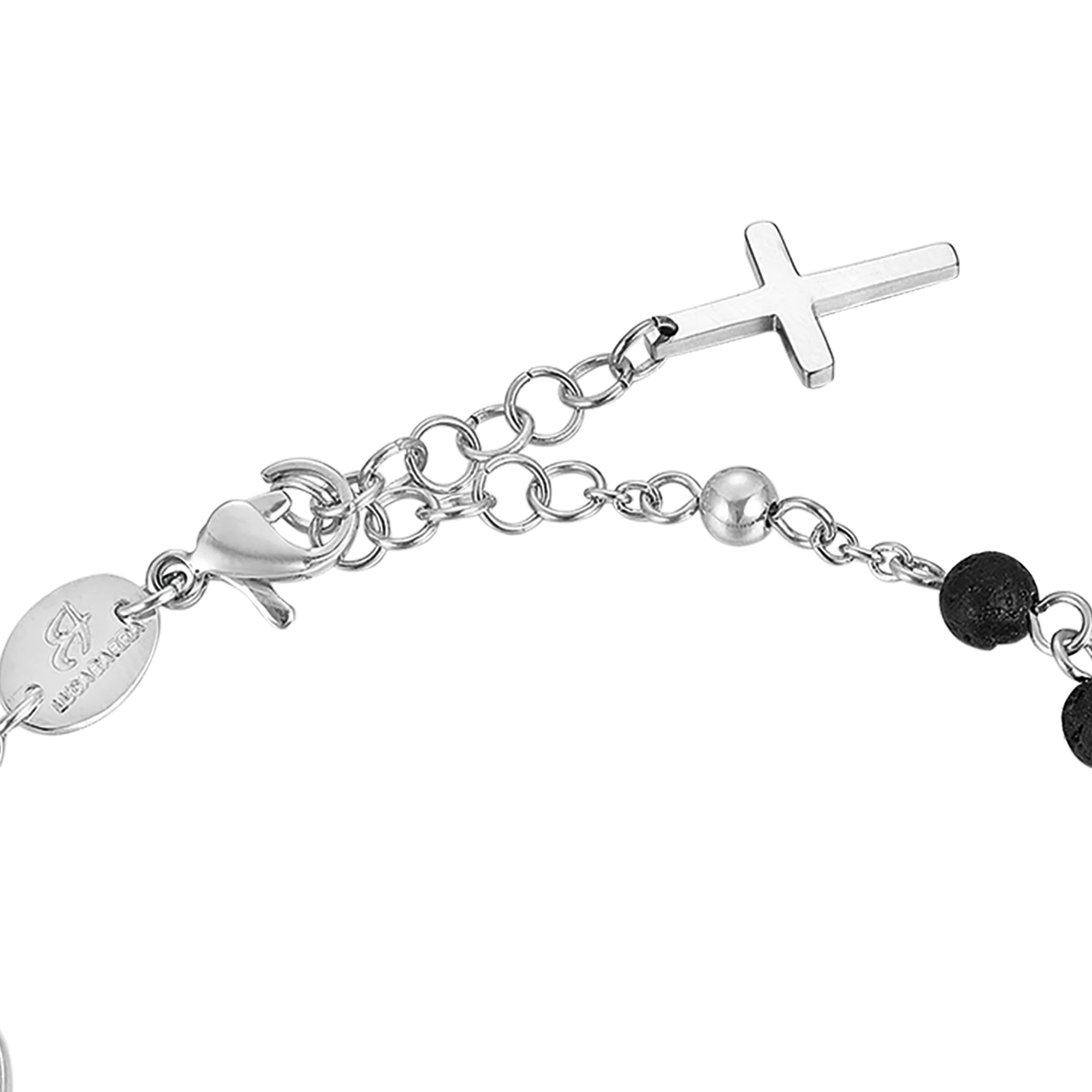 BRACCIALE UOMO ROSARIO IN ACCIAIO CON PIETRA LAVICA - Image 5