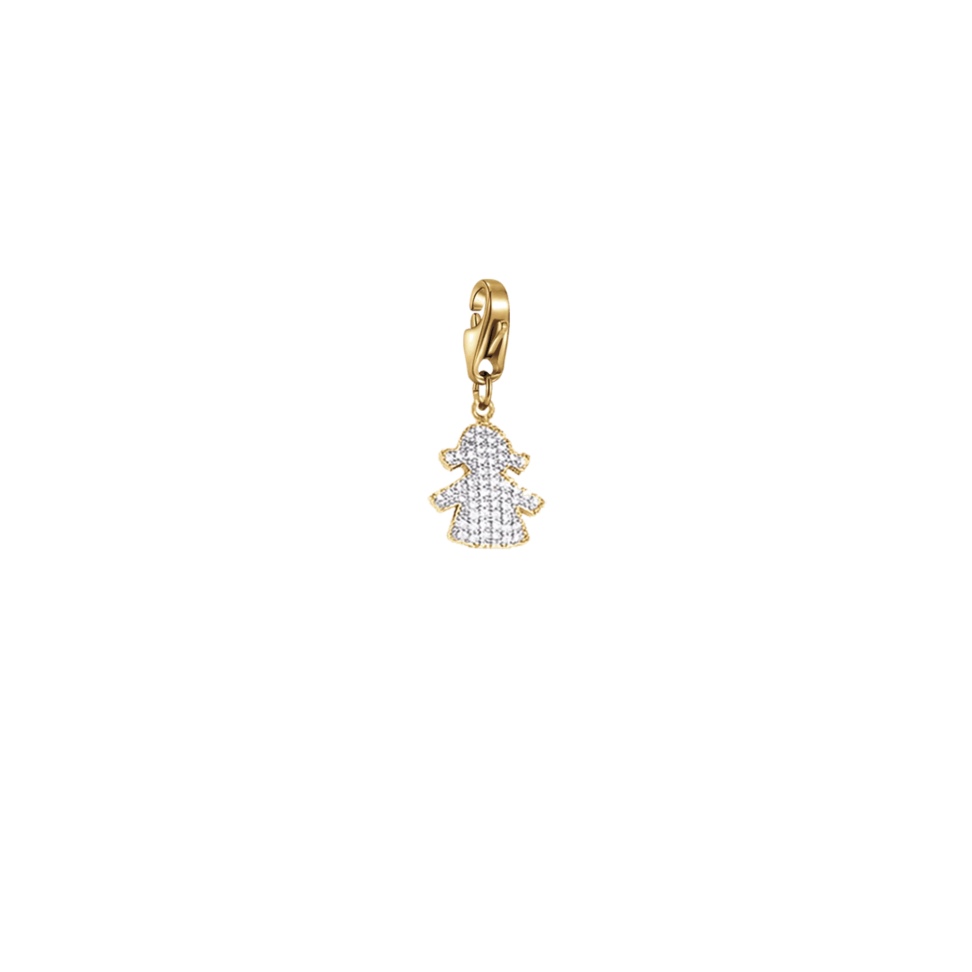 CHARM BIMBA IN ACCIAIO IP GOLD CON CRISTALI BIANCHI - Image 3