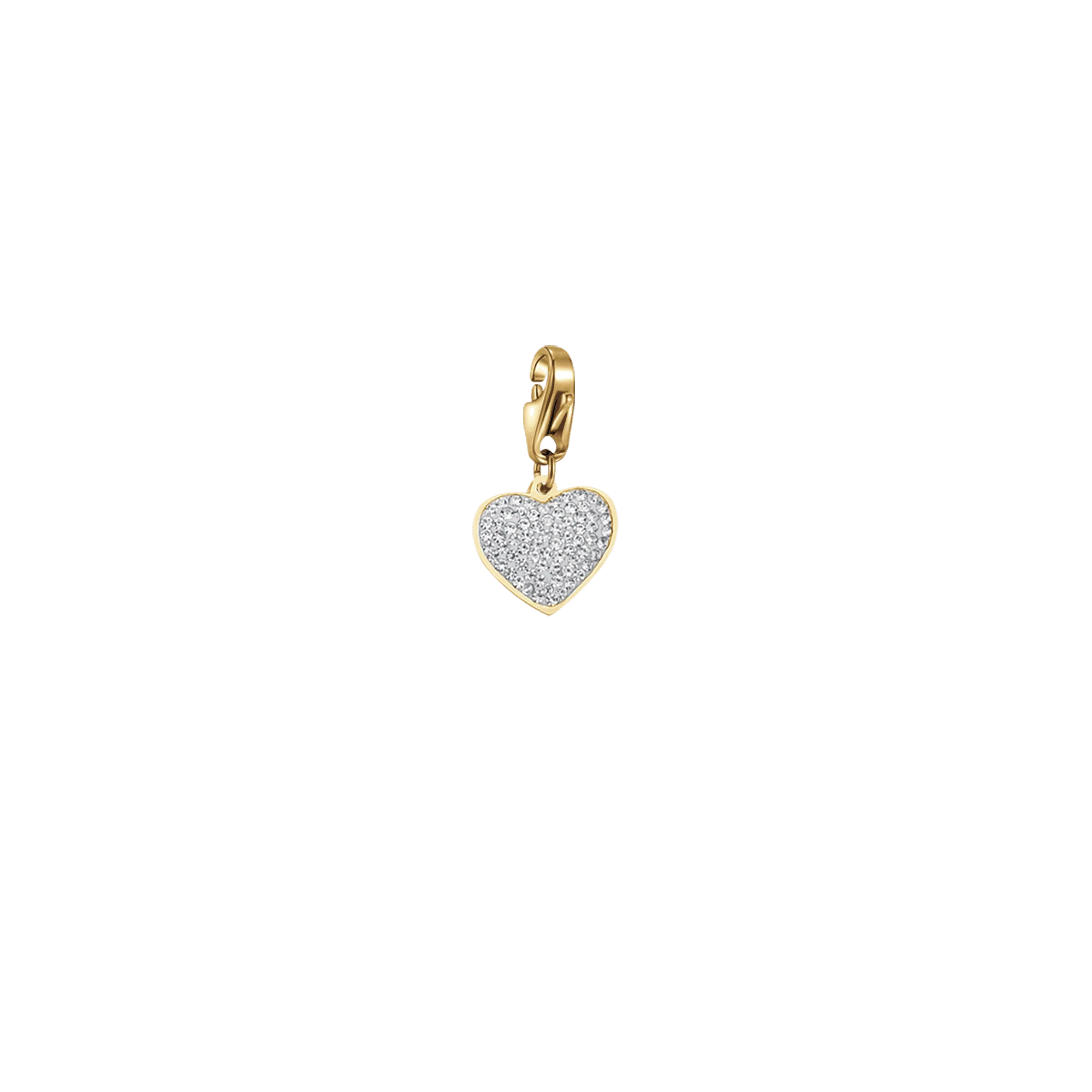 CHARM CUORE IN ACCIAIO IP GOLD CON CRISTALLI BIANCHI CON MOSCHETTONE - Image 3