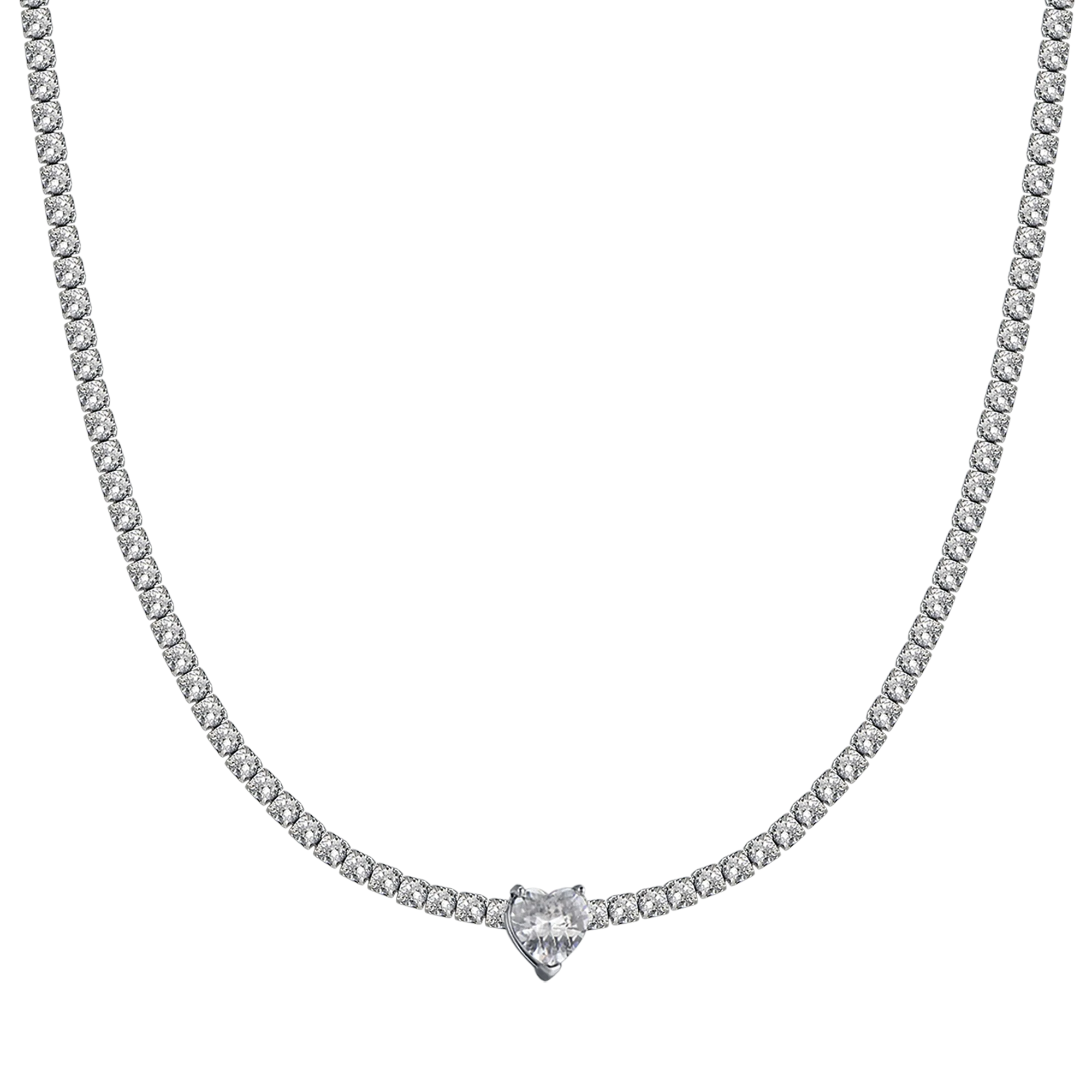 COLLANA DONNA IN ACCIAIO CON CRISTALLI BIANCHI E CUORE CRISTALLO - Image 4