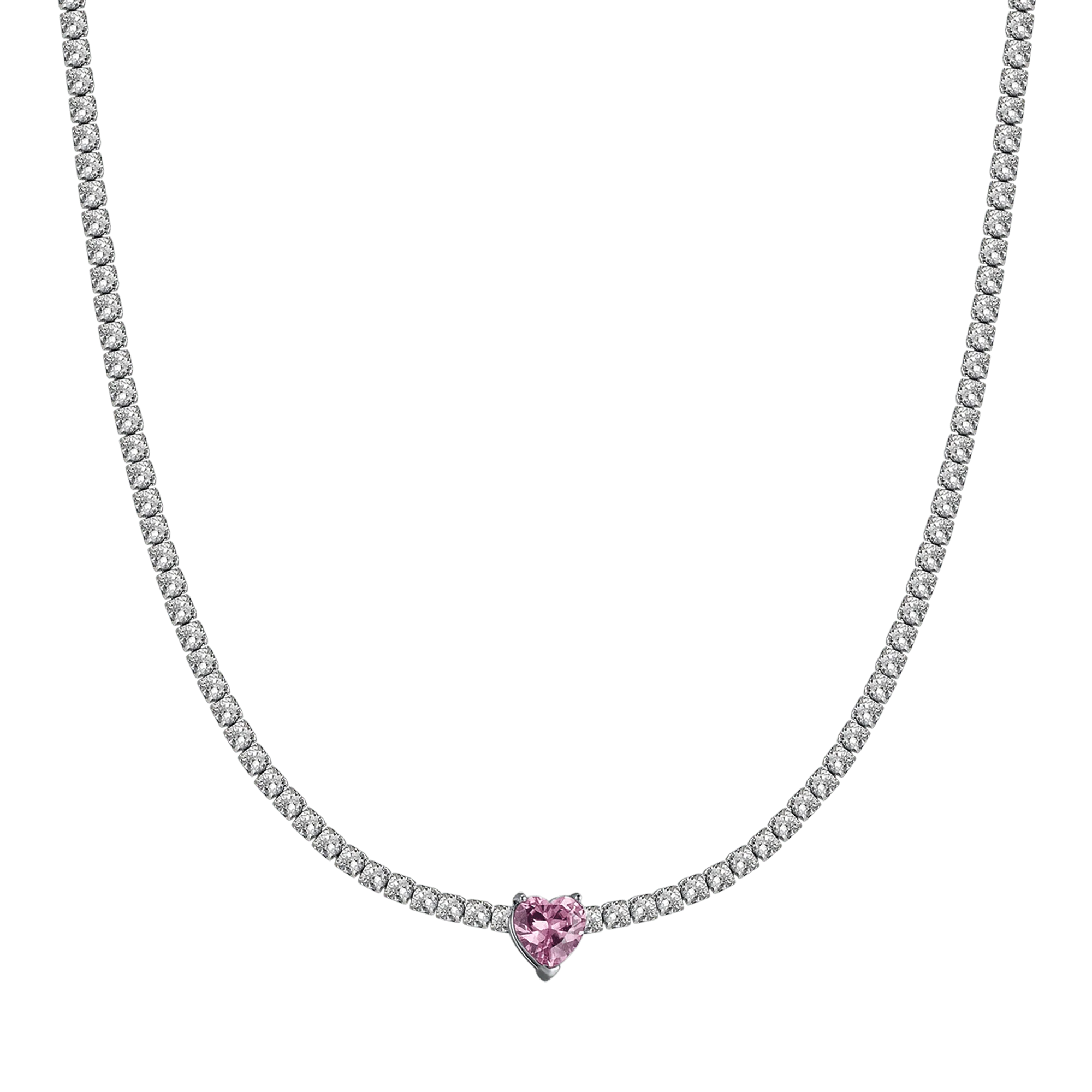 COLLANA DONNA IN ACCIAIO CON CRISTALLI BIANCHI E CUORE CRISTALLO - Image 6