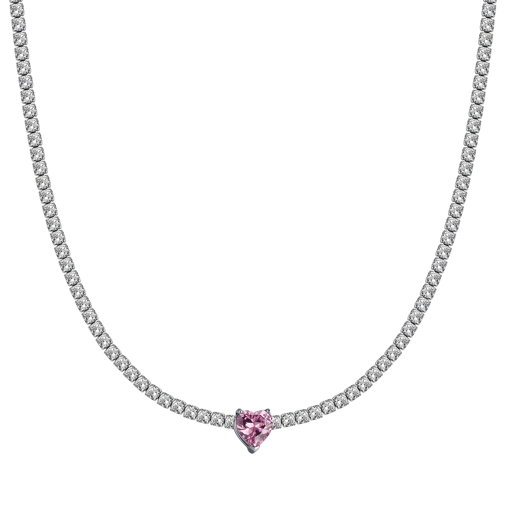 COLLANA DONNA IN ACCIAIO CON CRISTALLI BIANCHI E CUORE CRISTALLO - Image 9