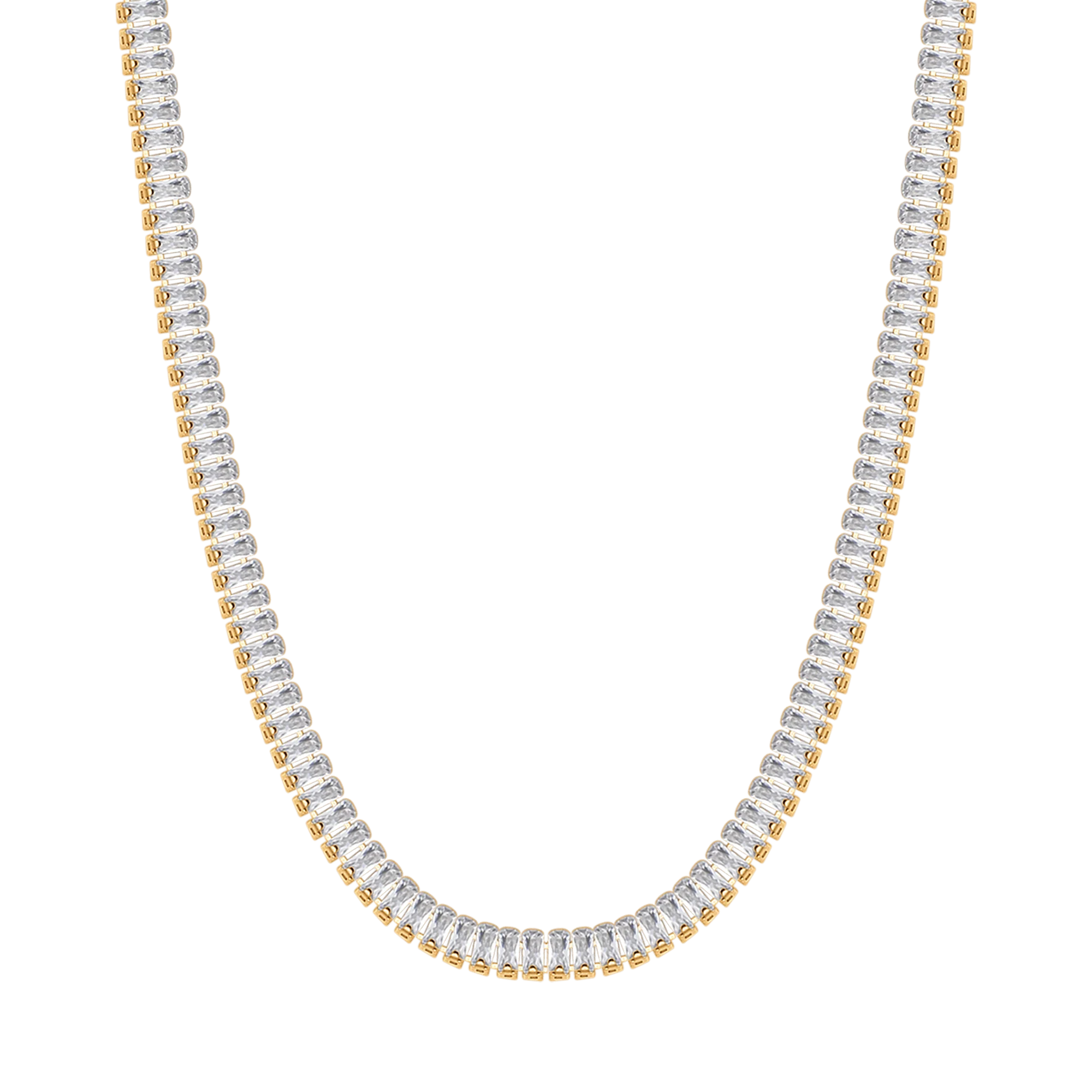 COLLANA TENNIS DONNA IN ACCIAIO CON CRISTALLI BAGUETTE BIANCHI - Image 6