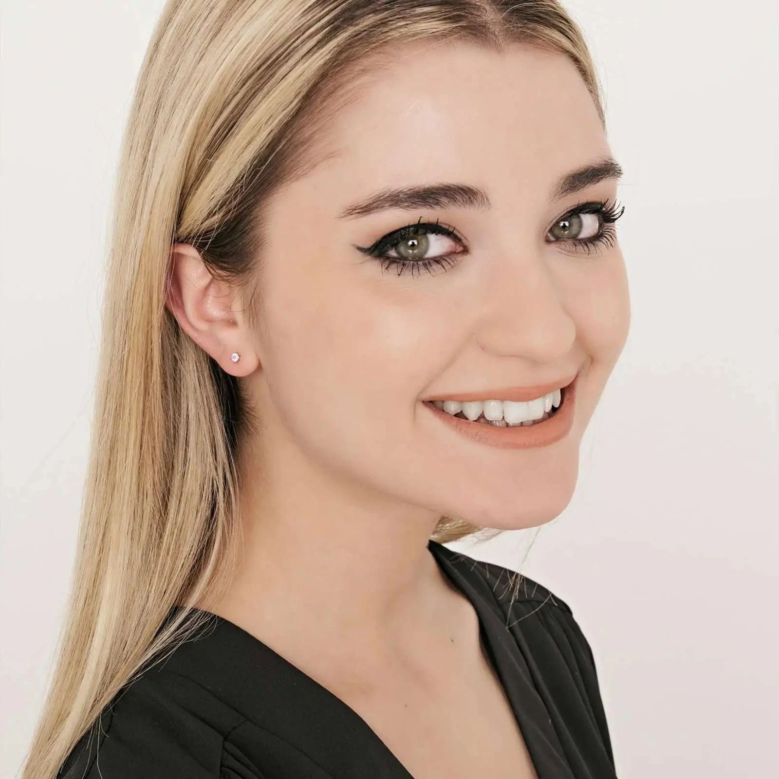 MONO ORECCHINO IN ACCIAIO CON CRISTALLO ROSA - Image 3